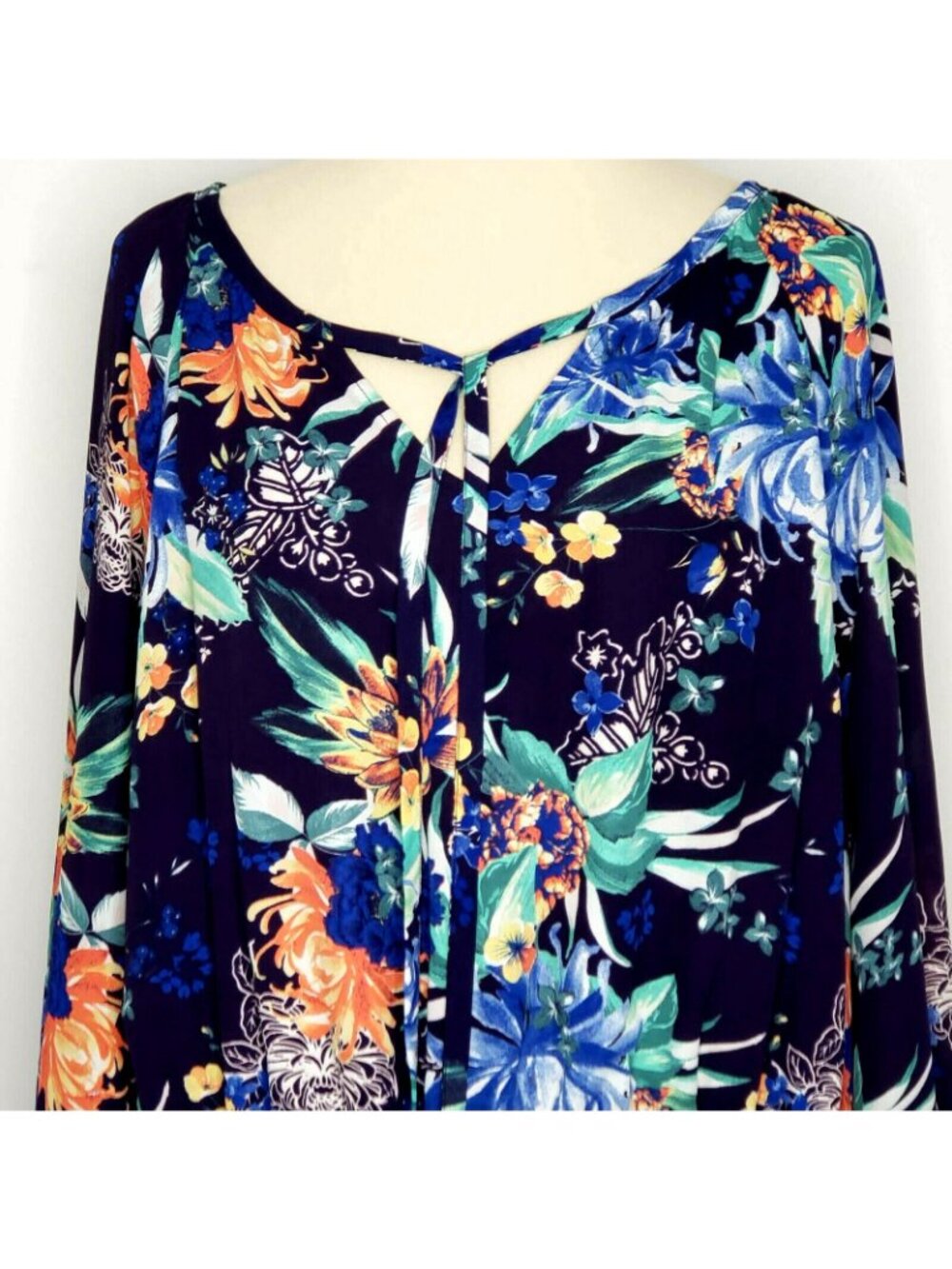 Ava & Viv Womens Navy Floral Print Long Sleeve Sheath Dress Size 3X - Picture 4 of 11